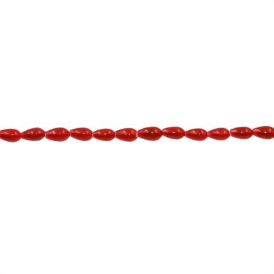 Muschel rote galvanische Perlenkette  Wassertropfen  3x6mm  Loch 0.6mm  ca. 71 Stck / Strang 15~16"