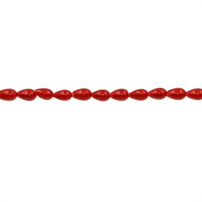 Бусы из перламутра  гальванические  красные  капля  размер  4х7мм   отв.1мм  примерно  64 бусинки/нить  длина 39-40см