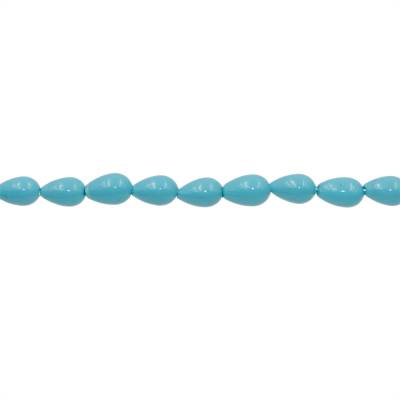 Perles nacrée bleue galvanoplastie en forme de goutte sur fil Taille 5x8mm trou 0.8mm Environ 51perles/fil 15~16"