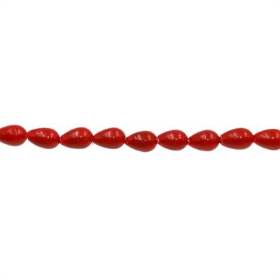 Perles nacrée rouge galvanoplastie en forme de goutte sur fil Taille 5x8mm trou 0.6mm Environ 51perles/fil 15~16"
