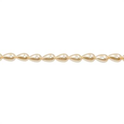 Filo di perle gialle di conchiglia, a goccia, dimensioni 5x8 mm, foro 0,7 mm, 50 perle/filo, 15~16"