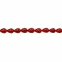 Miçanga de pérola vermelha galvanizada  em forma de Gota   Tamanho 8x10 mm  Furo 1 mm. 35 peças / fio 15 ~ 16 "