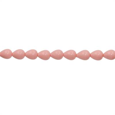 Perles nacrée rosée galvanoplastie en forme de goutte sur fil Taille 8x10mm trou 0.8mm Environ 41perles/fil 15~16"