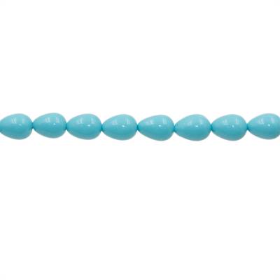 Muschel blaue galvanische Perlenkette  Wassertropfen  8x11mm  Loch 0.7mm  ca. 36 Stck / Strang 15~16"
