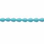 Muschel blaue galvanische Perlenkette  Wassertropfen  8x11mm  Loch 0.7mm  ca. 36 Stck / Strang 15~16"