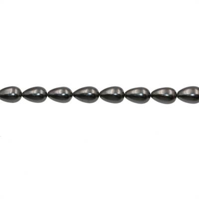 Muschel graue galvanische Perlenkette  Wassertropfen  9x13mm  Loch 1.5mm  ca. 29 Stck / Strang 15~16"