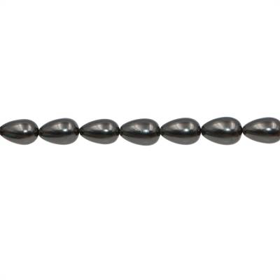 Electroplated Black Shell Pearl Beads Strand Teardrop Size 9x14mm Hole 0.8mm 28 Beads/Strand 15~16"