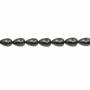 Muschel schwarze galvanische Perlenkette  Wassertropfen  9x14mm  Loch 0.8mm  ca. 28 Stck / Strang 15~16"