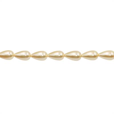 Muschel gelbe galvanische Perlenkette  Wassertropfen  9x15mm  Loch 0.6mm  ca. 28 Stck / Strang 15~16"