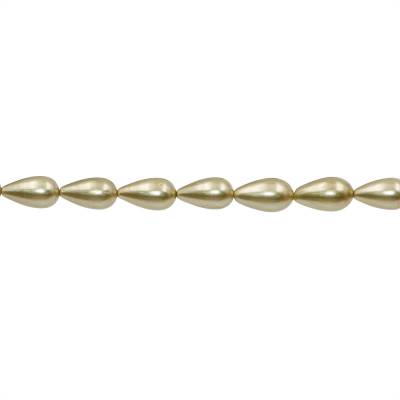 Perlas de concha electrochapada Gota Tamaño9x15mm Agujero1.5mm Aproxi 27cuentas/tira