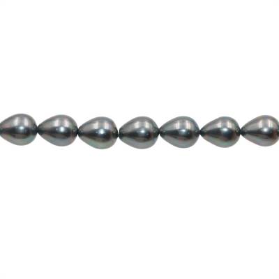 Perles nacrée galvanoplastie  couleur grise  goutte sur fil  Taille 10x13mm  trou 0.8mm  Environ 30perles/fil 15~16"