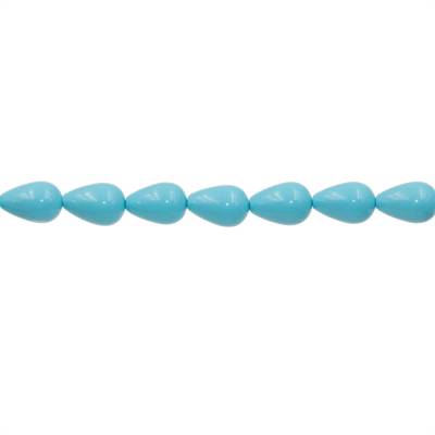 Perles nacrée bleue galvanoplastie en forme de goutte sur fil Taille 10x15mm trou 1.0mm Environ 27perles/fil 15~16"