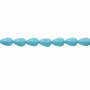 Perles nacrée bleue galvanoplastie en forme de goutte sur fil Taille 10x15mm trou 1.0mm Environ 27perles/fil 15~16"