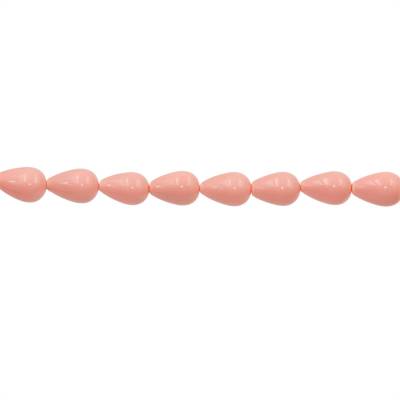 Muschel rosa galvanische Perlenkette  Wassertropfen  10x15mm  Loch 0.8mm  ca. 27 Stck / Strang 15~16"