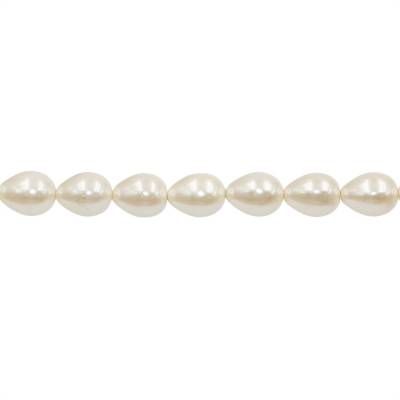 Muschel weiße galvanische Perlenkette  Wassertropfen  12x15mm  Loch 0.8mm  ca. 26 Stck / Strang 15~16"
