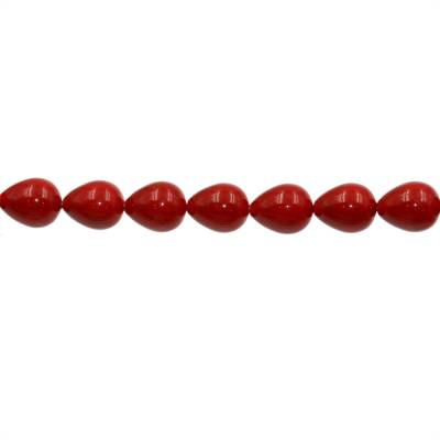 Muschel rote galvanische Perlenkette  Wassertropfen  12x15mm  Loch 1mm  ca. 27 Stck / Strang 15~16"