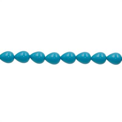 Perles nacrée bleue brillante galvanoplastie en forme de goutte sur fil Taille 12x15mm trou 0.8mm Environ 27perles/fil 15~16"