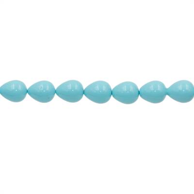 Muschel hellblaue galvanische Perlenkette  Wassertropfen  12x15mm  Loch 0.8mm  ca. 27 Stck / Strang 15~16"