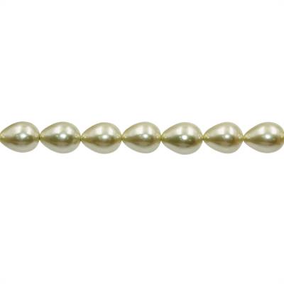 Perlas de concha electrochapada Gota Tamaño12x16mm Agujero0.8mm Aproxi 25cuentas/tira