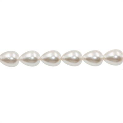 White Shell Pearl Teardrop Beads Strand Size 14x18mm Hole 1.5mm 22pcs/Strand 15~16"