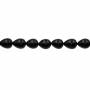 Muschel schwarze galvanische Perlenkette  Wassertropfen  14x18mm  Loch 1.5mm  ca. 22 Stck / Strang 15~16"