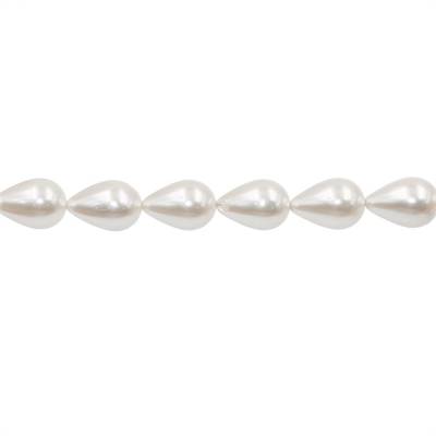 Perles nacrée blanche galvanoplastie en forme de goutte sur fil Taille 15x20mm trou 0.8mm Environ 20perles/fil 15~16"