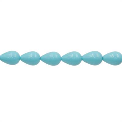 Perles nacrée bleue galvanoplastie en forme de goutte sur fil Taille 14x20mm trou 1.5mm Environ 20perles/fil 15~16"