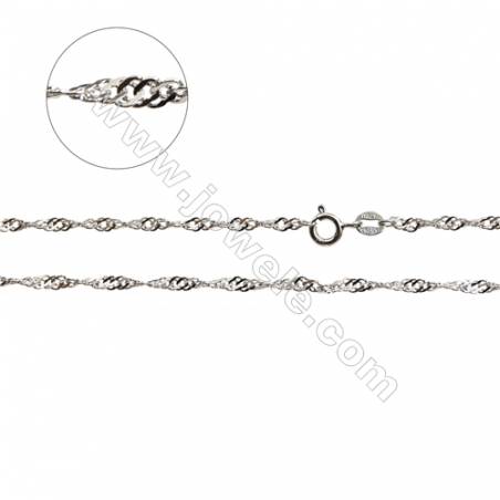 925 Sterling Silver Singapore Chain x 1Piece   Size 0.5x2.5mm  Length: 16" （white gold plating）