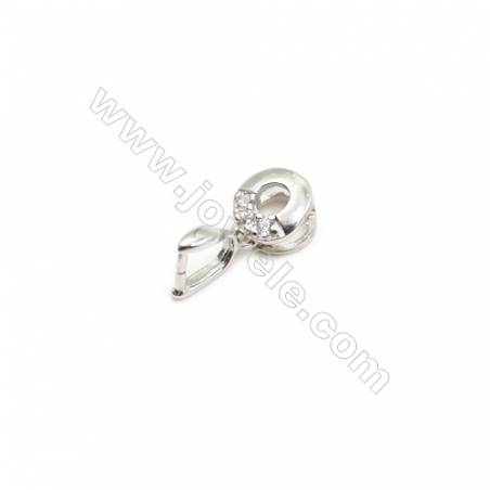 925 Sterling Silver Flower Bail  6x12mm  Pin 0.75mm  Cubic Zirconia Micro Pave