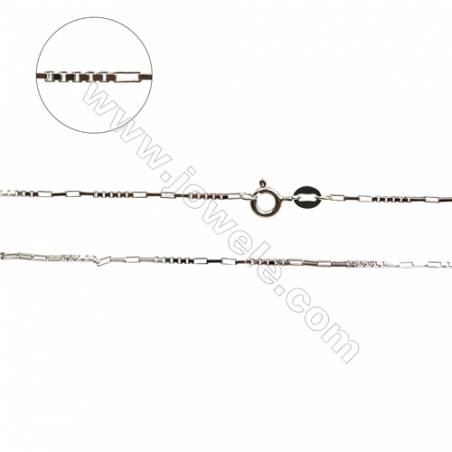 925 Sterling Silver Chain x 1Piece   Size: Rectangle 1x3mm  Box 1x1.5mm  Length: 16"（white gold plating）
