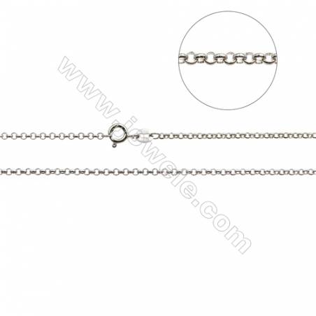 925 Sterling Silver Rolo Chain x 1Piece   White Gold Plated  Size 0.5x2mm  Length: 16"