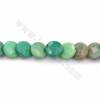 Rouleaux de perles d'agate verte naturelle, facettes plates et rondes, diamètre 15mm, trou 1mm, longueur 15~16"/rang
