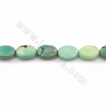 Rouleaux de perles d'agate verte naturelle, facettes ovales, taille 10x14mm, trou 1mm, longueur 15~16"/rang