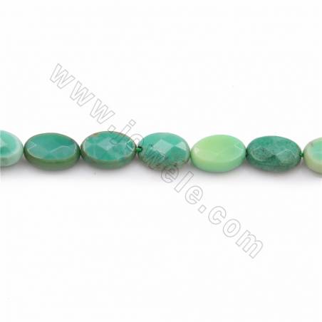 Rouleaux de perles d'agate verte naturelle, facettes ovales, taille 12x8mm, trou 1mm, longueur 15~16"/rang