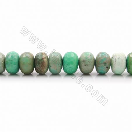 Fili di perle di agata verde naturale, abaco (sfaccettato), dimensioni 11x16mm, foro 1 mm, 15~16"/filo