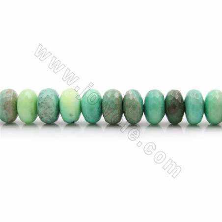 Fili di perle di agata verde naturale, abaco (sfaccettato), dimensioni 7x12mm, foro 1 mm, 15~16"/filo