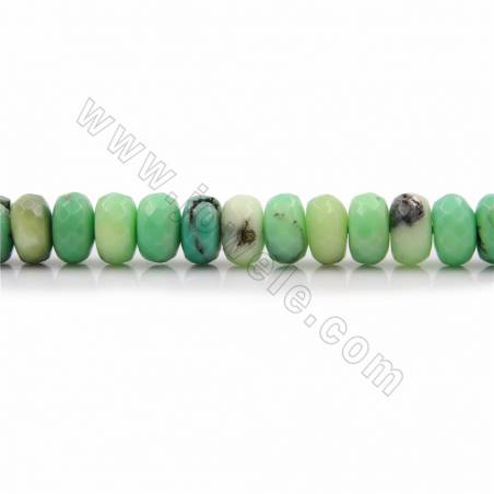 Fili di perle di agata verde naturale, abaco (sfaccettato), dimensioni 6x9 mm, foro 0.8 mm, 15~16"/filo