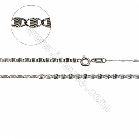 瓦片鏈 925銀鍍白金 尺寸 2.2x4.7毫米 項鏈長度16" x1條