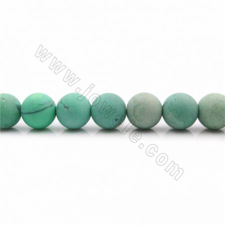 Rouleaux de perles d'agate verte naturelle, rondes, mattes, diamètre 14mm, trou 1mm, 15~16"/ruban