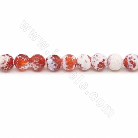 Collier de perles d'agate de feu chauffées à facettes rondes Diamètre 8mm Trou 1mm Longueur 39~40cm/Chaîne