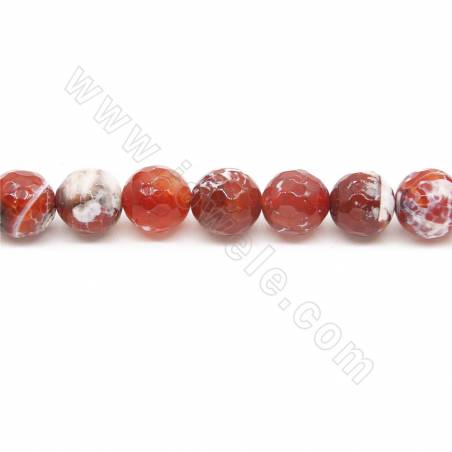 Heated Fire Agate Beads Strand Faceted Round Diameter 10mm Hole 1mm  Length 39~40cm/Strand
