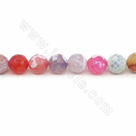 Heated Fire Agate Beads Strand Faceted Round Diameter 10mm Hole  1mm Length  39~40cm/Strand