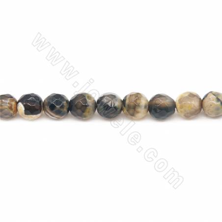 Collier de perles d'agate de feu chauffées à facettes rondes Diamètre10mm Trou 1.5mm Longueur 39~40cm/Chaîne