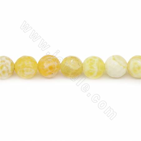 Collier de perles d'agate de feu chauffées, facettes rondes, taille 10mm, trou 1.2mm, longueur 39~40 cm/collier