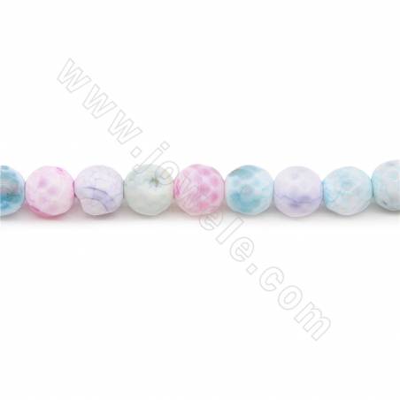 Heated Fire Agate Beads Strand Faceted Round Diameter 8mm Hole 1.2mm Length 39~40cm/Strand