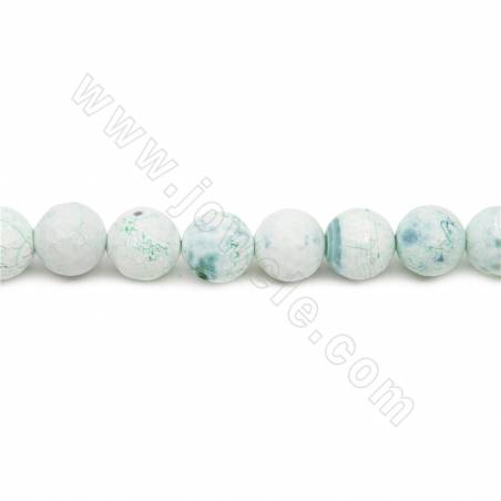 Collier de perles d'agate de feu chauffées à facettes rondes diamètre 8mm trou 1.5mm longueur 39~40cm/collier
