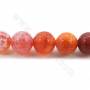 Perles d'agate de feu teintées sur fil rond diamètre 8mm trou 1.2mm 15~16''/brin