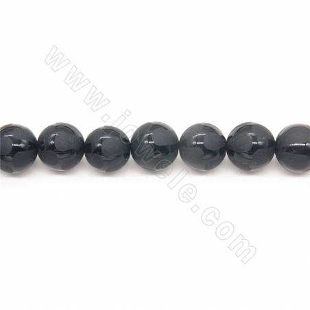 Riscaldato agata nera opaca filo con modello rotondo diametro 12 mm foro 1,2 mm lunghezza 39 ~ 40 cm / filo
