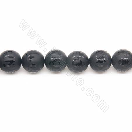 Ágata Negra (Ónix) Tallado Redondo Mate 16mm 39-40cm/tira
