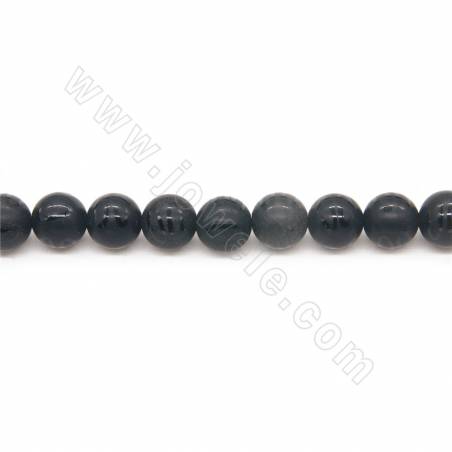 Heated Matte Black Agate Beads Strand With Pattern Round Diameter 8mm Hole 1mm length 39~40cm/Strand